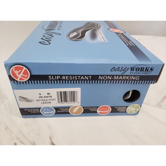 NEW Size 9 WIDE - Easy Works Leeza Work Clog - NAVY PAISLEY SLIP ON WORK SHOE - Picture 8 of 9